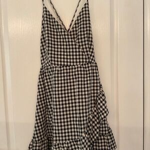 Senfure Checker Black & White Spaghetti Straps Dress Size L *NWT*